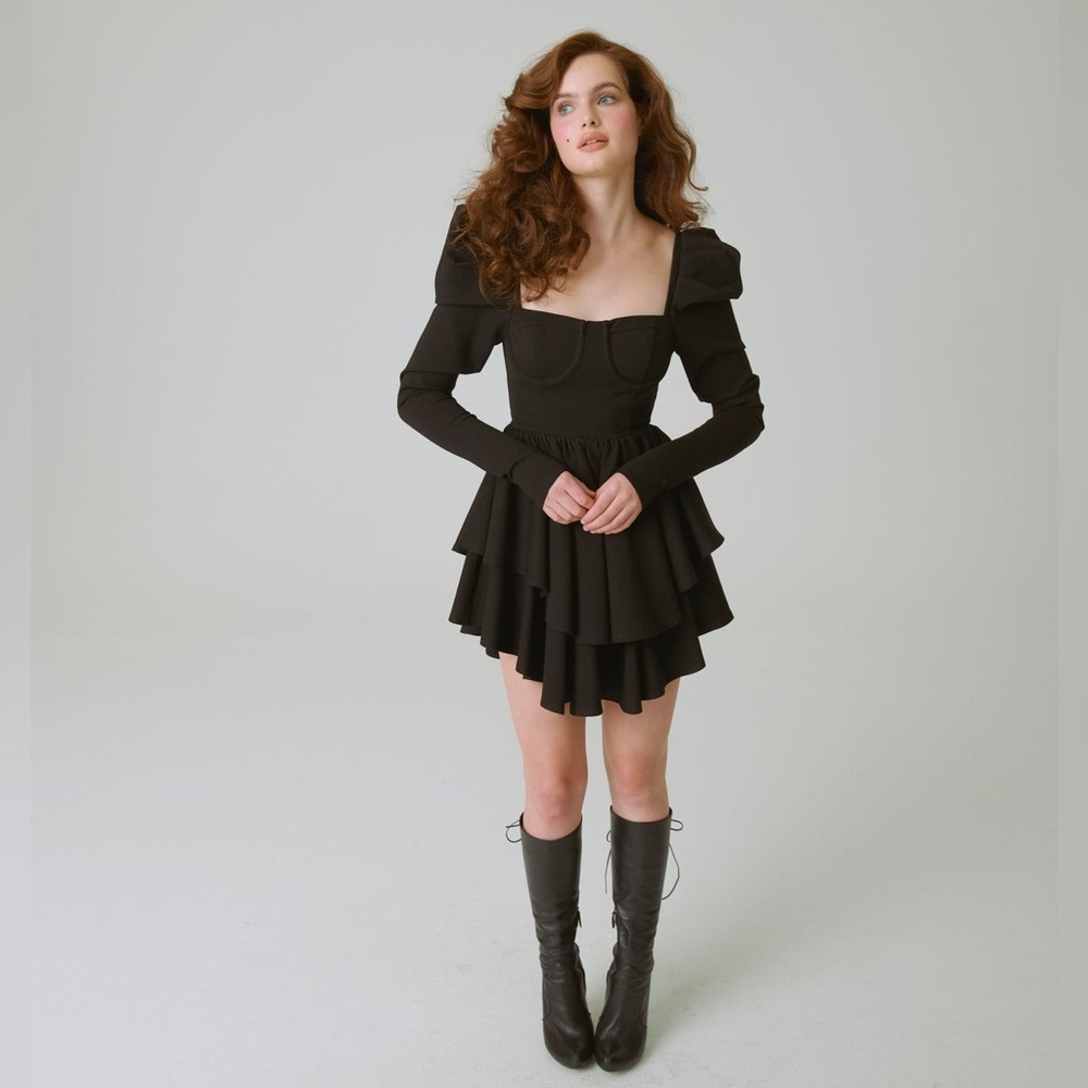 NWT Selkie The Caviar Boleyn Dress in Black, Size Medium